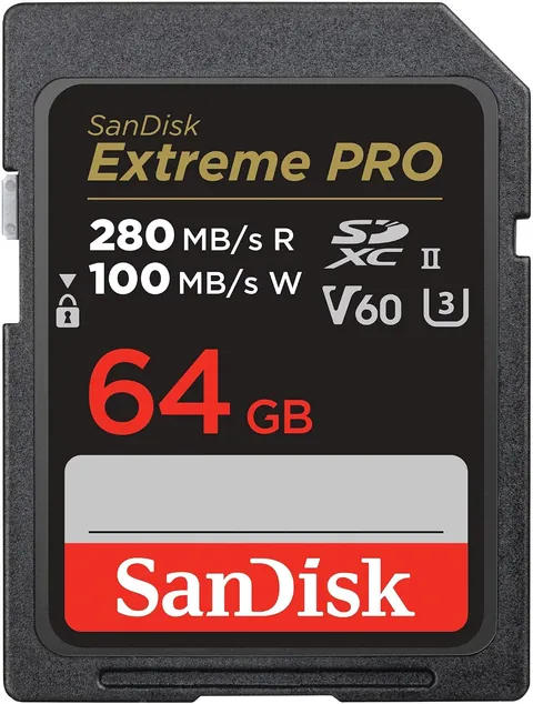 SanDisk 64GB Extreme PRO SD Memory Card, UHS-II, 280MB/s Read Speed