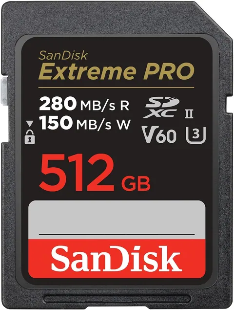 SanDisk 512GB Extreme PRO SD Memory Card, UHS-II, 280MB/s Read Speed