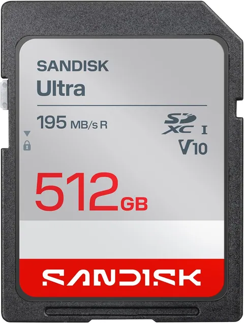 SanDisk 512GB Ultra SD Memory Card, UHS-I, 195MB/s Read Speed