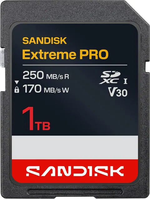 SanDisk 1TB Extreme PRO SD UHS-I Card, 250MB/s Read, 170MB/s Write